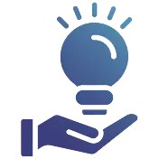 A hand holding a light bulb symbolizing an idea or innovation.